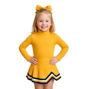 Capezio Childs S Gold Turtleneck Long Sleeve Bodysuit Leotard Back Zip Cheer 41C
